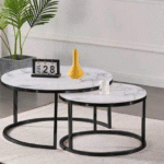 ترابيزة قهوة ستيل ورخام كراره قطعتين